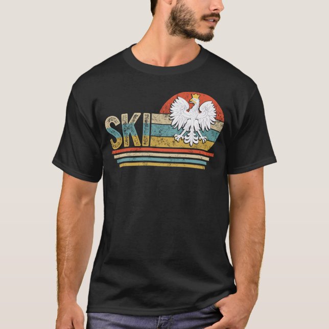 Ski Polska efternamnet Shirt, SKI, Polen, Polen T Shirt (Framsida)