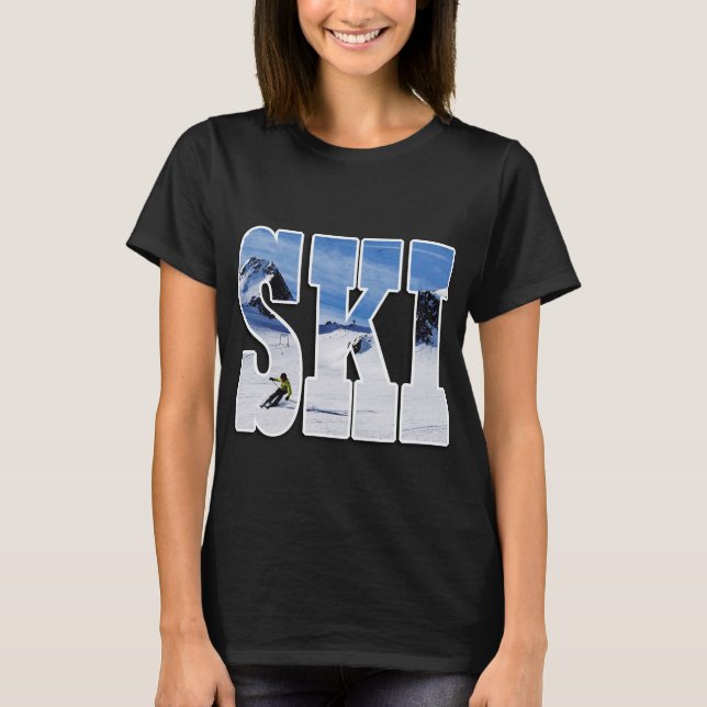 SKI - Present till skidåkare typografisk design T Shirt (Framsida)