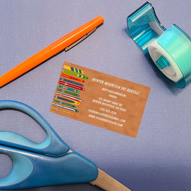 Ski Rentals Skiing Instructors Custom Visitkort (Skapare uppladdad)