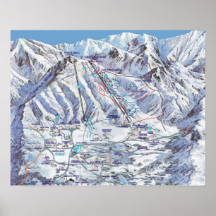 Ski resort, Rumänien, Piana Brasov, karta Poster