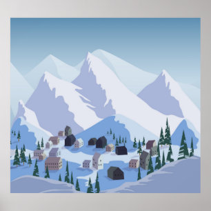 Ski Resort: Vintage Mountain Ligcape Poster