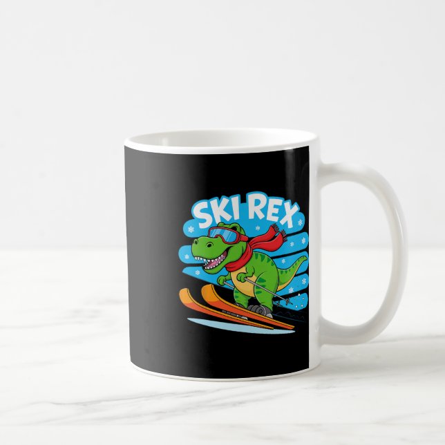 Ski Rex Rolig Skidåkning Dinosaurie Vintersportdes Kaffemugg (Höger)