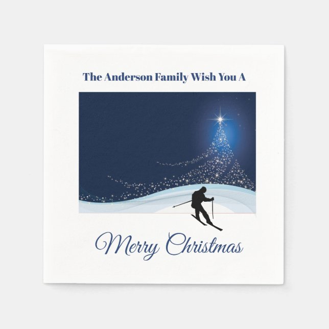 Ski run winter snow Christmas holiday festivities Pappersservett (Framsidan)