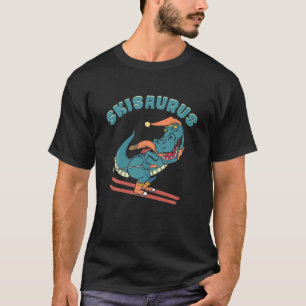Ski Saurus dinosaur Skiing Rex med hatt och scarf T Shirt