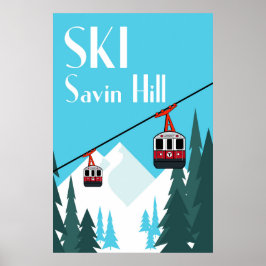 Ski Savin Backe Vintage Stil Travel Poster