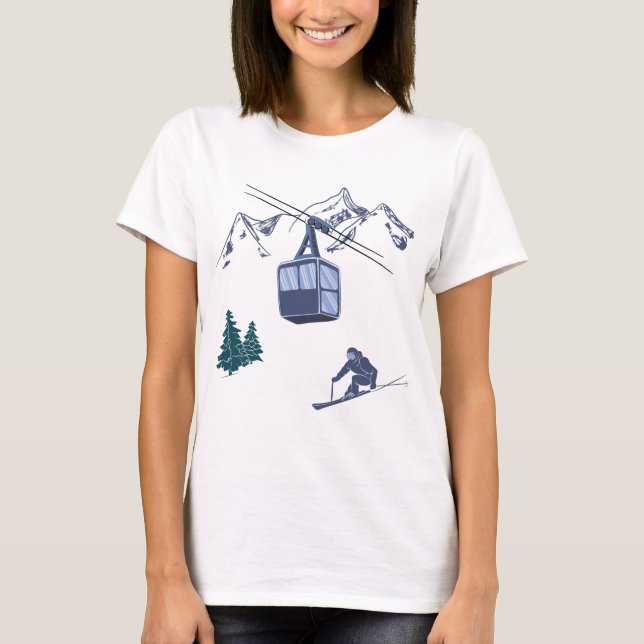 Ski Scene Winter Sports T Shirt (Framsida)