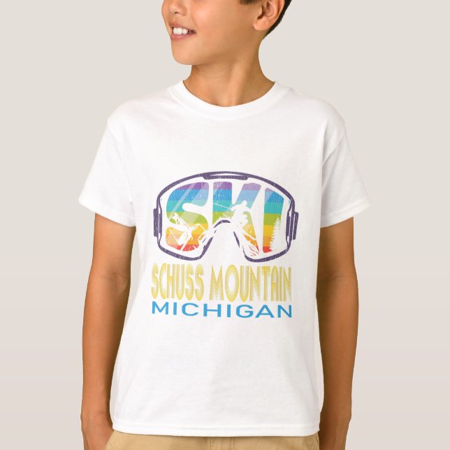 Ski Schuss Mountain Michigan skidtur  T Shirt (Framsida)