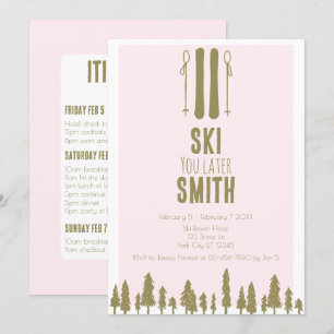 Ski senare Winter Bachelorette Party Inbjudningar