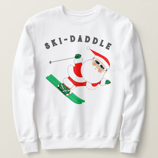 Ski Skiing jul-Helgdag Lång Ärmad Tröja (Design framsida)