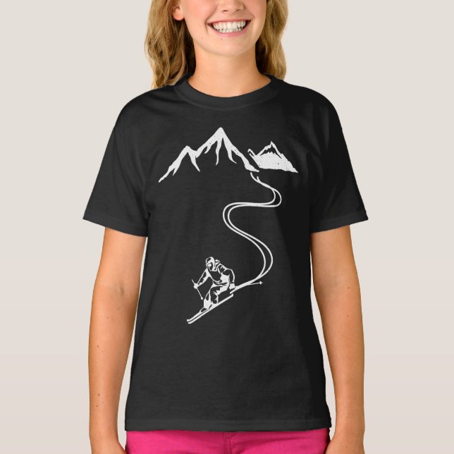 Ski Skiing Mountains Skier Winter Sports T Shirt (Framsida)
