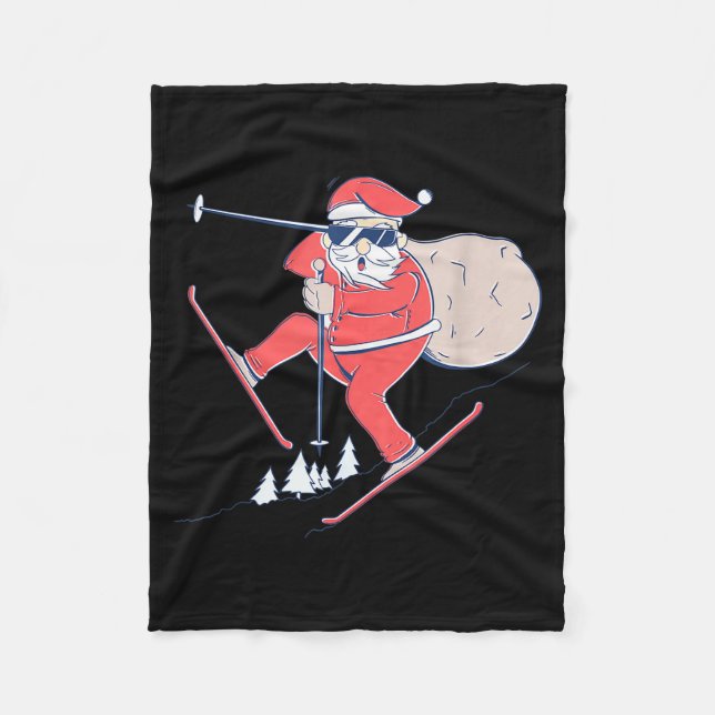 Ski Skiing Snow Santa Claus Christmas X-mas Gift  Fleecefilt (Framsidan)