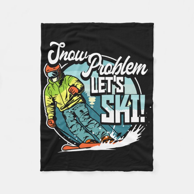 Ski Skiing Winter Sport Snow Problem Let's Ski  Fleecefilt (Framsidan)