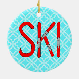 Ski Skis Julgransprydnad Keramik