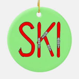 Ski Skis Julgransprydnad Keramik