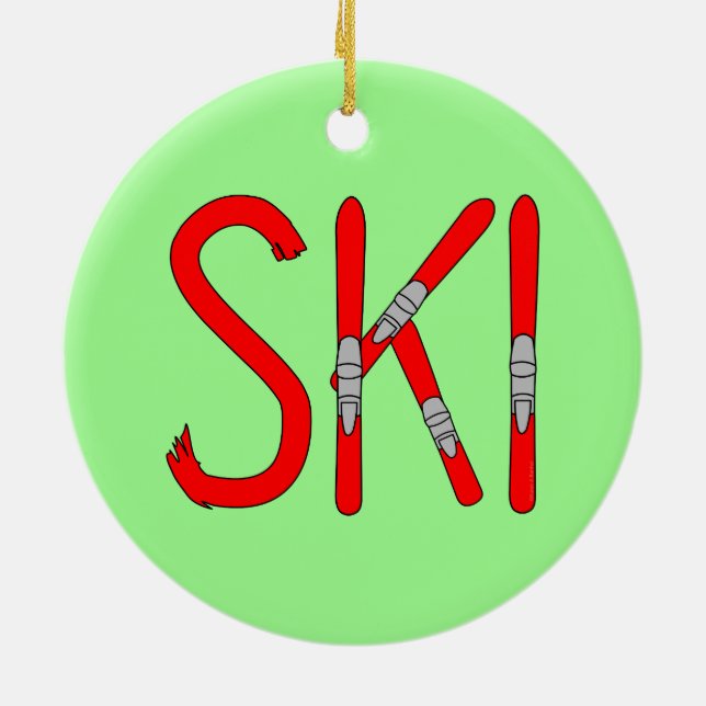 Ski Skis Julgransprydnad Keramik (Baksidan)