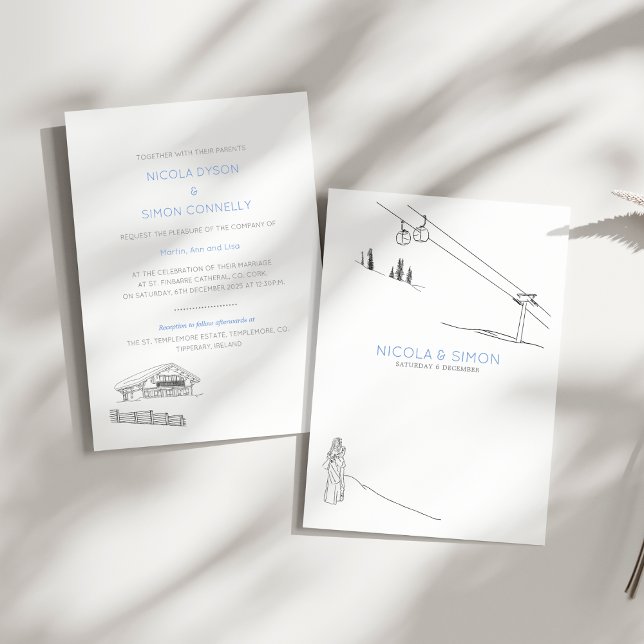 Ski Slopes par i Kärlek Winter Mountaintops Inbjudningar (Skapare uppladdad)