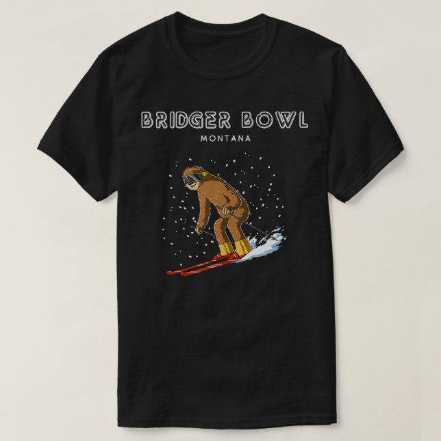 Ski Sloth  Bridger Bowl Montana Ski Gift  T Shirt (Design framsida)