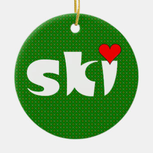Ski Small Heart Julgransprydnad Keramik
