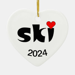 Ski Small Heart Julgransprydnad Keramik