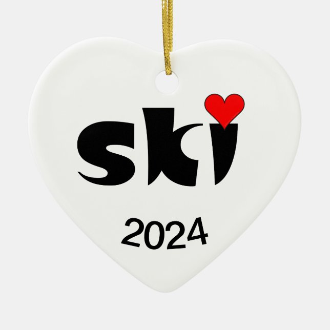Ski Small Heart Julgransprydnad Keramik (Framsidan)