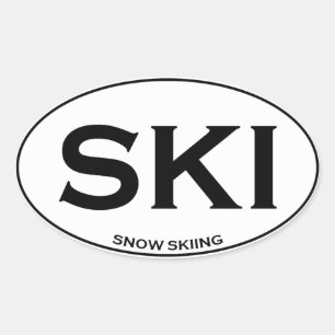 SKI - Snö Skiing Ovalt Klistermärke