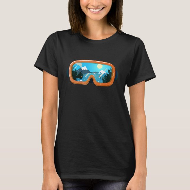 Ski Snowboard Goggles Skiing Snow Mountain Winter  T Shirt (Framsida)