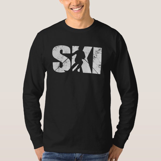 Ski Snowboard Skiing Snow Mountain Winter Skiers V T Shirt (Framsida)