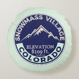 Ski Snowmass CO Throw Pillow Rund Kudde