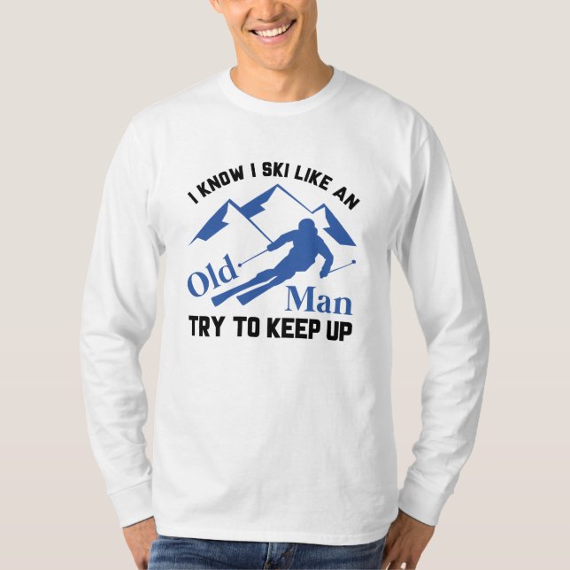 Ski som en gammal man t shirt (Framsida)