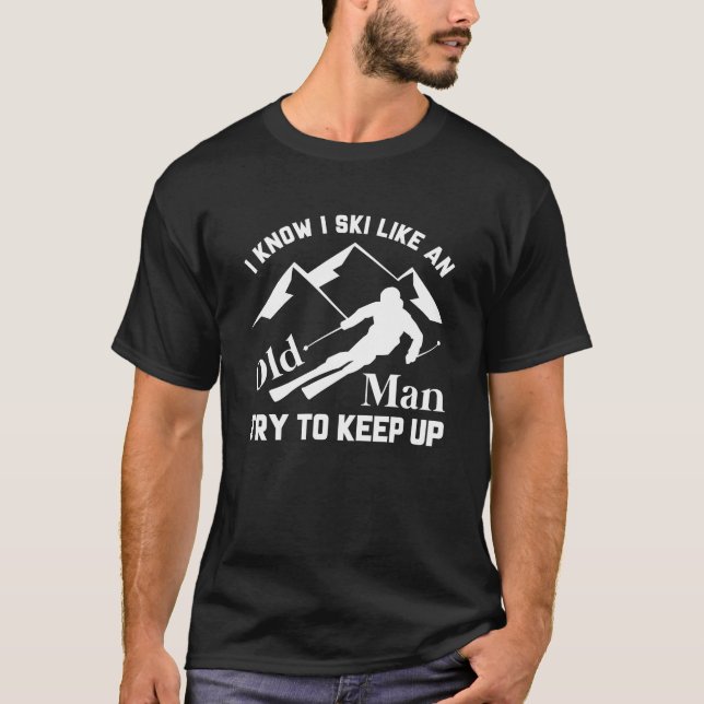 Ski som en gammal man t shirt (Framsida)