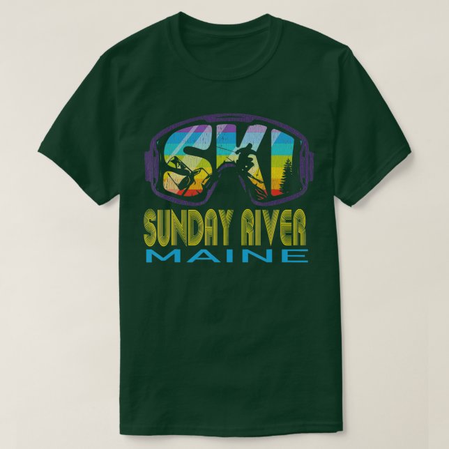 Ski Söndag River Maine Skiing Vacation T Shirt (Design framsida)