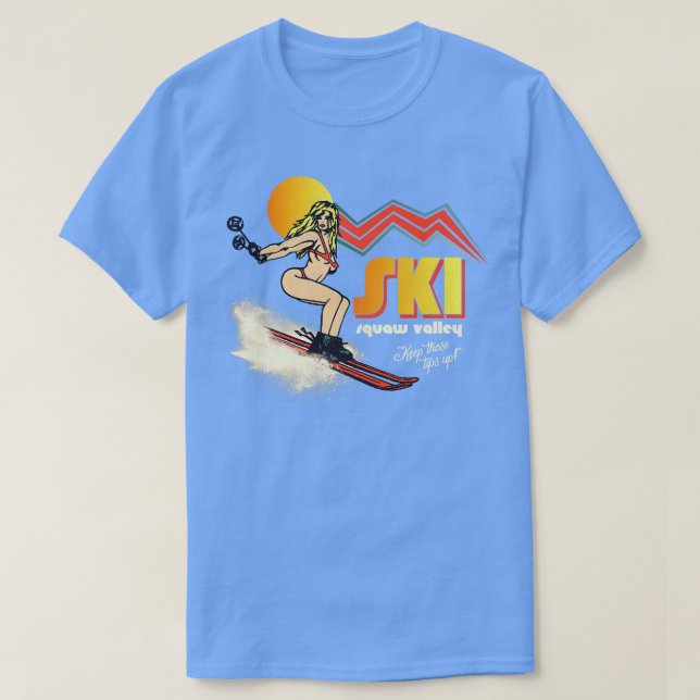 Ski Squaw Valley 70 s80 s Retro Souvenir Stil Skii T Shirt (Design framsida)
