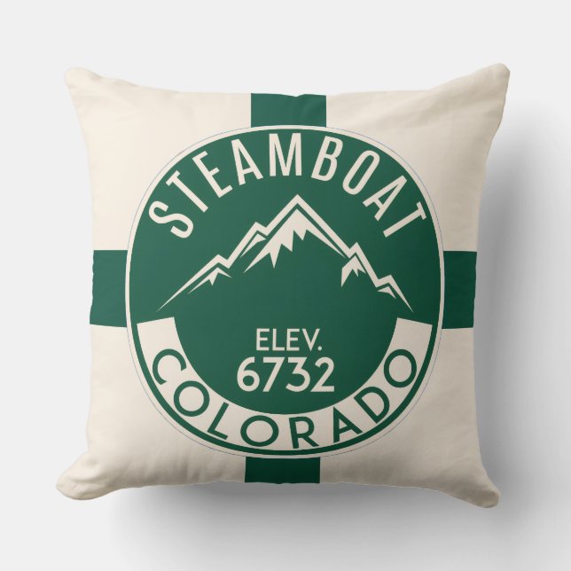 Ski Steamboat Throw Pillow Kudde (Framsida)