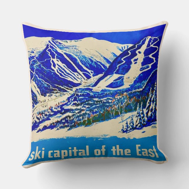 Ski Stowe Vermont Vintage Poster Kudde (Baksida)