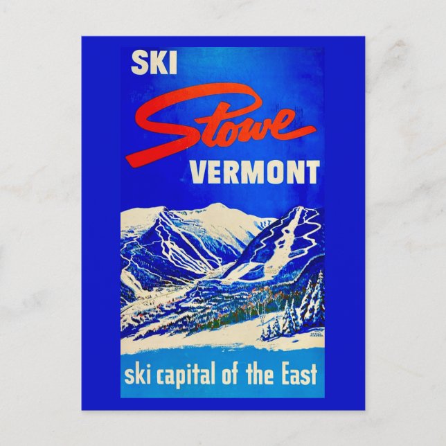 Ski Stowe Vermont Vintage vykort (Framsida)