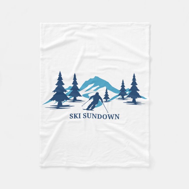 Ski Sundown Connecticut Skidort Skidåkning Skidåka Fleecefilt (Framsidan)