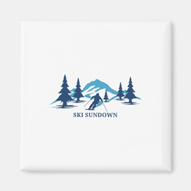 Ski Sundown Connecticut Skidort Skidåkning Skidåka Magnet (Framsidan)