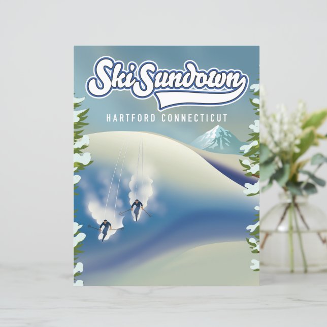 Ski Sundown Hartford Connecticut ski poster (Stående Fram)