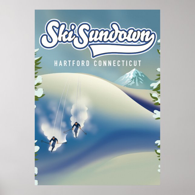 Ski Sundown Hartford Connecticut ski poster (Framsidan)