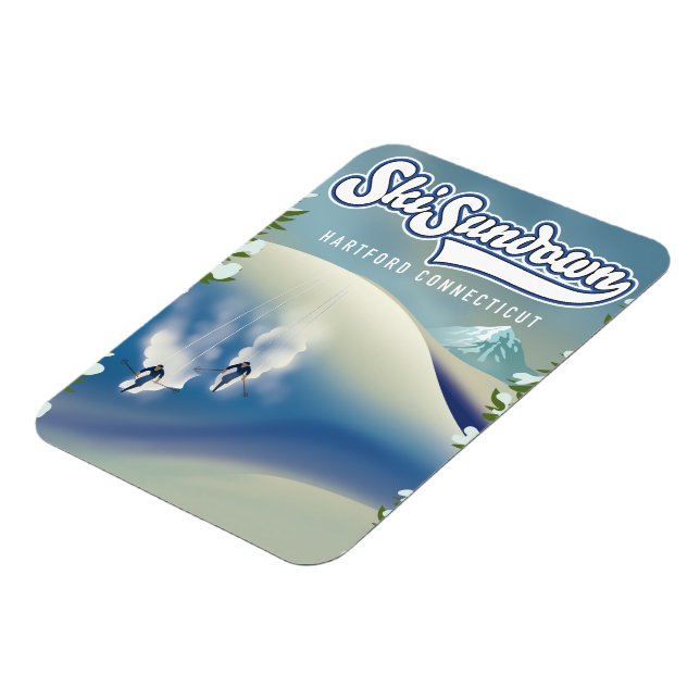 Ski Sundown Hartford Connecticut ski poster Magnet (Vänstra Sidan)