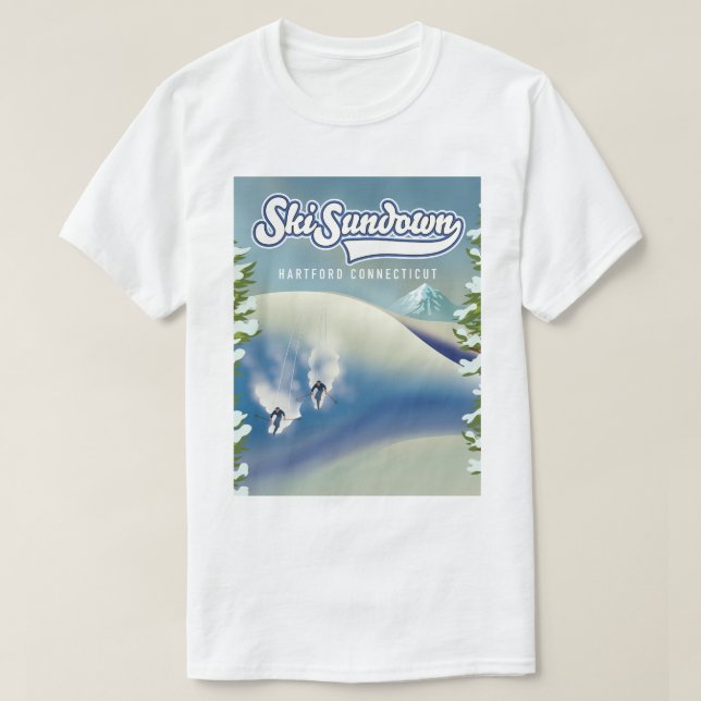 Ski Sundown Hartford Connecticut ski poster T Shirt (Design framsida)