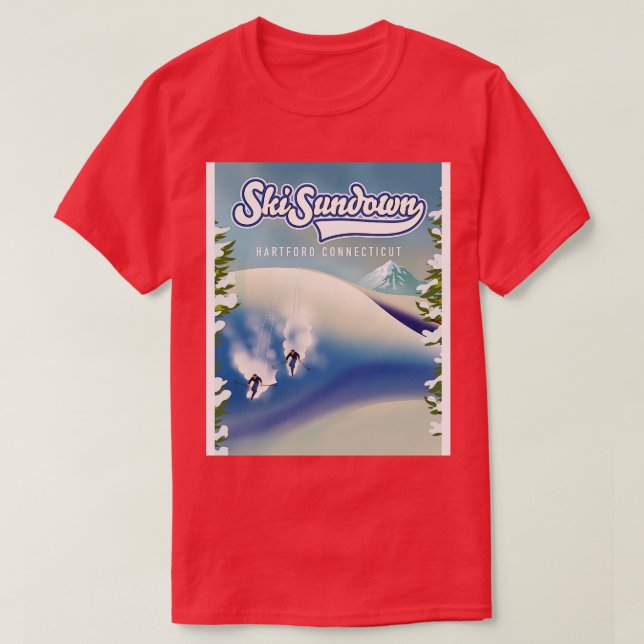 Ski Sundown New Hartford ski poster T Shirt (Design framsida)