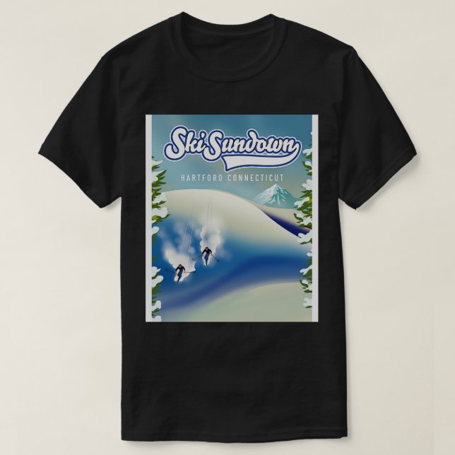 Ski Sundown New Hartford ski poster T Shirt (Design framsida)