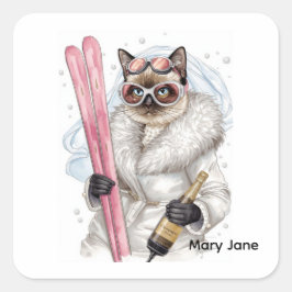 Ski Systerfest Sticker Brud på backen Fyrkantigt Klistermärke