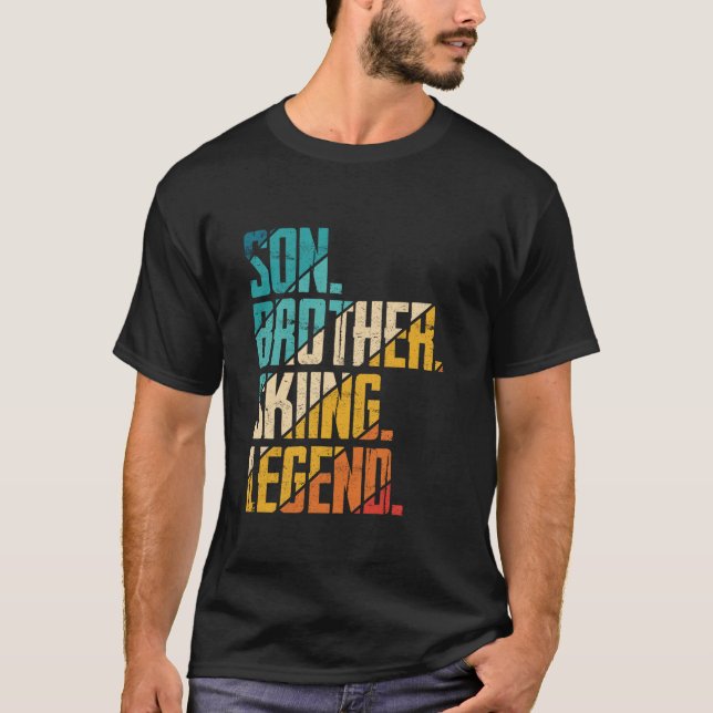 Ski Tee Boys Funny Youth Son Kids Skiing in Retro (Framsida)