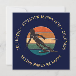 Ski Telluride, Colorado - Woman Skier, Golden Text Julkort