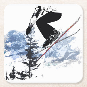 Ski the Rockies - Banff Canada Underlägg Papper Kvadrat