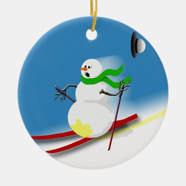 Ski Theme Gift Ideas Helgdag Funny jul Julgransprydnad Keramik (Framsidan)