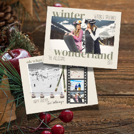 Ski Theme Winter Wonderland Christmas Photo  Julkort