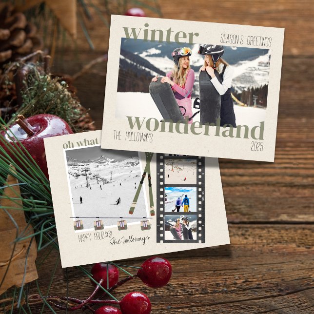 Ski Theme Winter Wonderland Christmas Photo  Julkort (Skapare uppladdad)